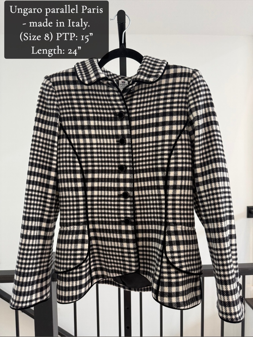 Black & White Checked Wool Jacket